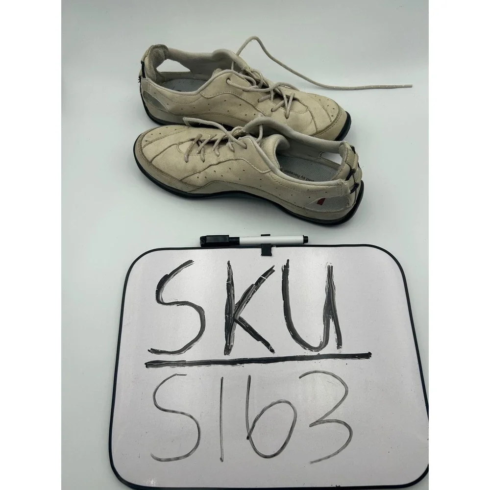ECCO Receptor Womens Walking Shoes Size 38 US 7-7.5 Beige Leather Cutout Sneaker - Picture 7 of 7